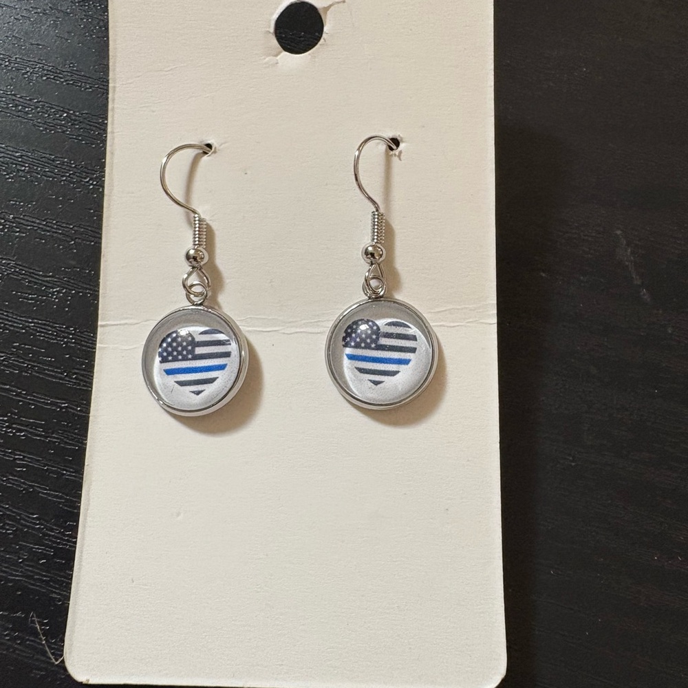 Back the Blue Homemade earrings